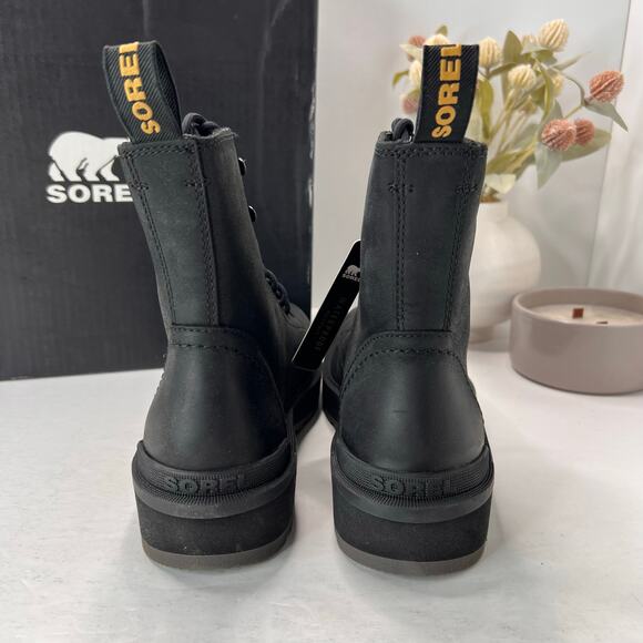 Sorel Hi-Line Lace Up Combat Boot Black Jet NL4804-010 Women's 7.5 NWOB - Picture 4 of 11